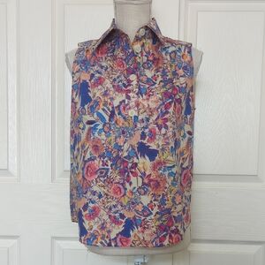 Gilner Farrar Sleeveless Floral Button-Front Top in Multicolor